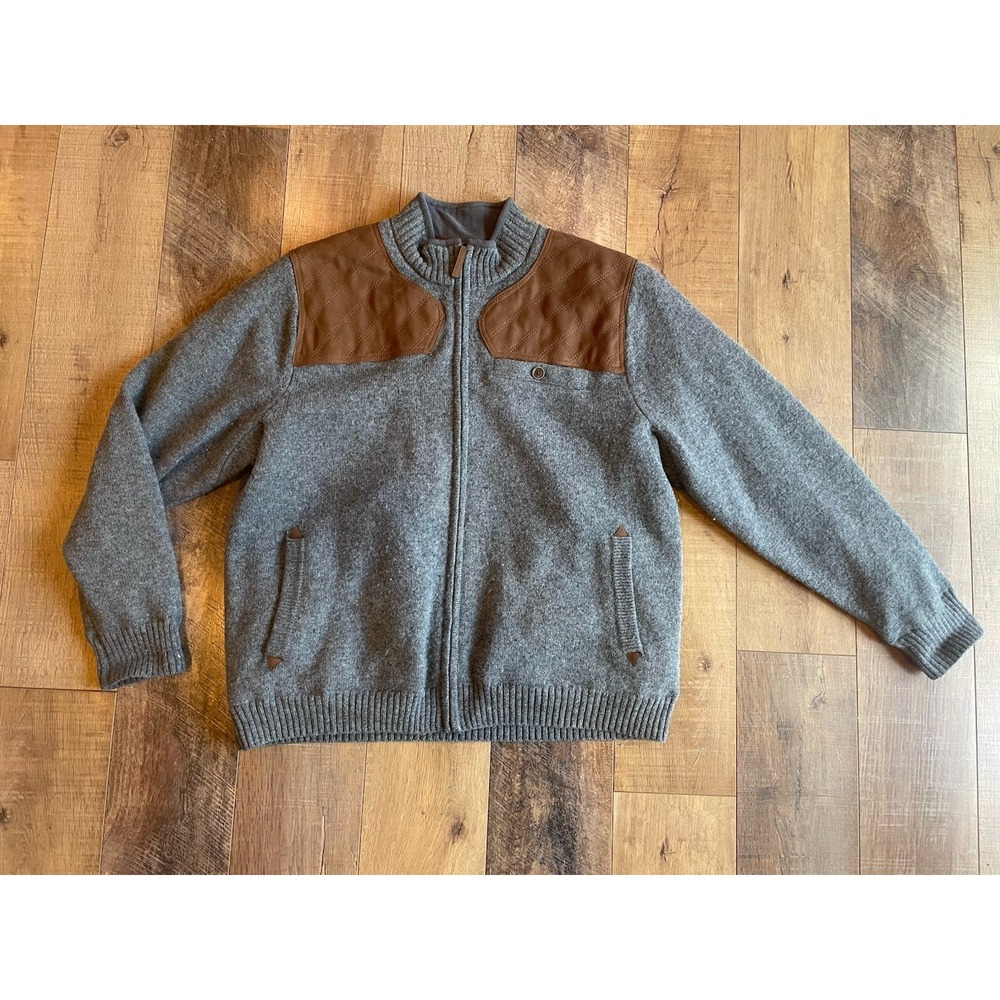 Duluth Trading Co. Men's Shetland Wool Knit Full Zip Sweater Shooting Jacket Xl